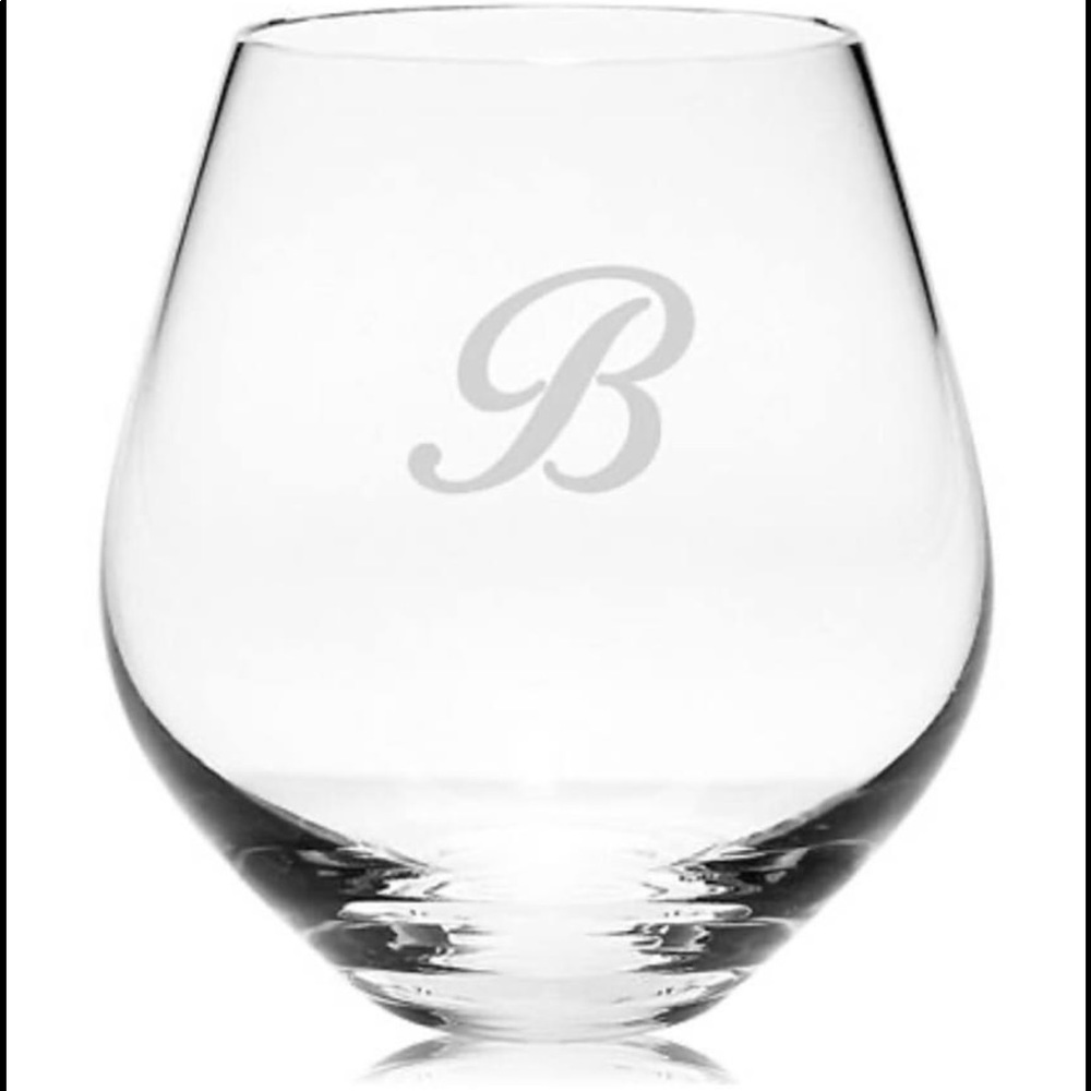 Lenox Stemless Wine Glasses “B” monogrammed